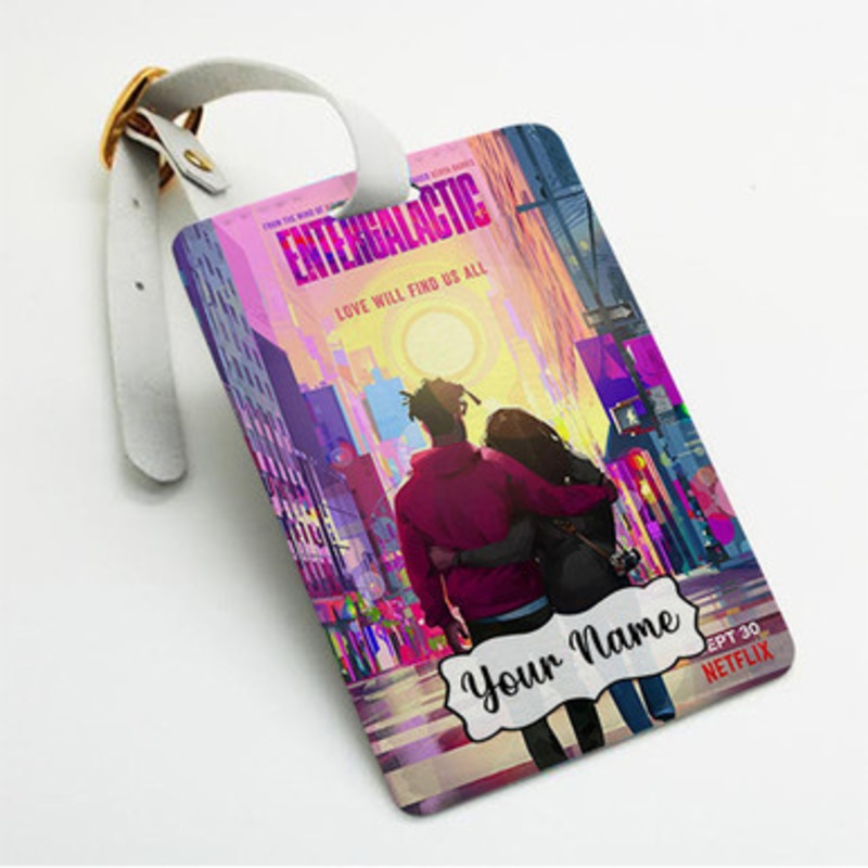 Pastele Entergalactic Custom Luggage Tags Personalized Name PU Leather Luggage Tag With Strap Awesome Baggage Hanging Suitcase Bag Tags Name ID Labels Travel Bag Accessories