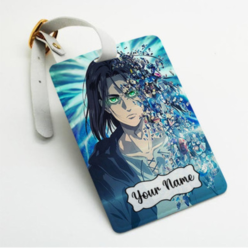 Pastele Eren Yeager Attack on Titan The Final Season Custom Luggage Tags Personalized Name PU Leather Luggage Tag With Strap Awesome Baggage Hanging Suitcase Bag Tags Name ID Labels Travel Bag Accessories
