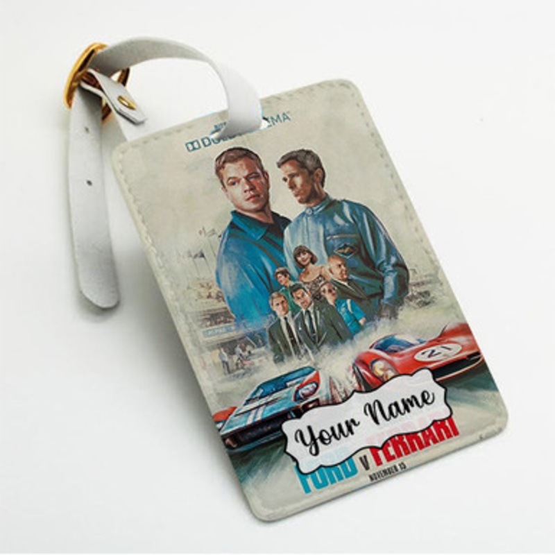 Pastele Ford V Ferrari Custom Luggage Tags Personalized Name PU Leather Luggage Tag With Strap Awesome Baggage Hanging Suitcase Bag Tags Name ID Labels Travel Bag Accessories