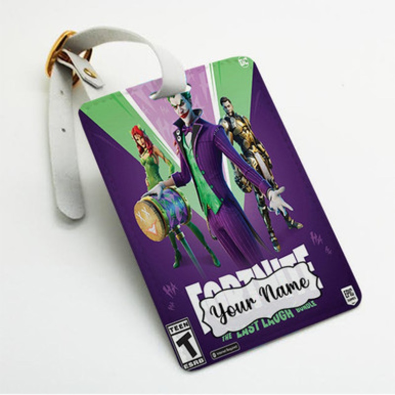 Pastele Fortnite The Last Laugh Bundle PS5 Custom Luggage Tags Personalized Name PU Leather Luggage Tag With Strap Awesome Baggage Hanging Suitcase Bag Tags Name ID Labels Travel Bag Accessories