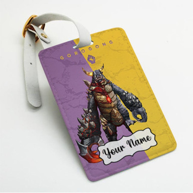 Pastele Giga Bash Gorogong Custom Luggage Tags Personalized Name PU Leather Luggage Tag With Strap Awesome Baggage Hanging Suitcase Bag Tags Name ID Labels Travel Bag Accessories