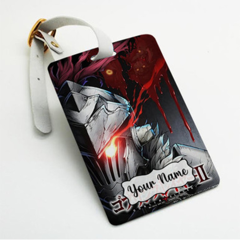 Pastele Goblin Slayer 2nd Season Custom Luggage Tags Personalized Name PU Leather Luggage Tag With Strap Awesome Baggage Hanging Suitcase Bag Tags Name ID Labels Travel Bag Accessories
