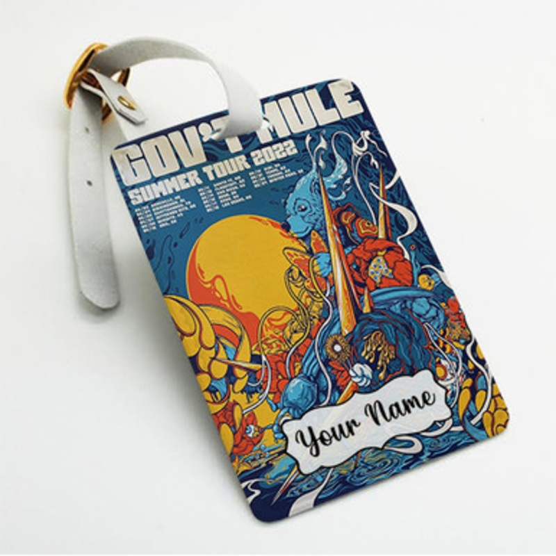 Pastele Govt Mule Summer Tour 2022 Custom Luggage Tags Personalized Name PU Leather Luggage Tag With Strap Awesome Baggage Hanging Suitcase Bag Tags Name ID Labels Travel Bag Accessories