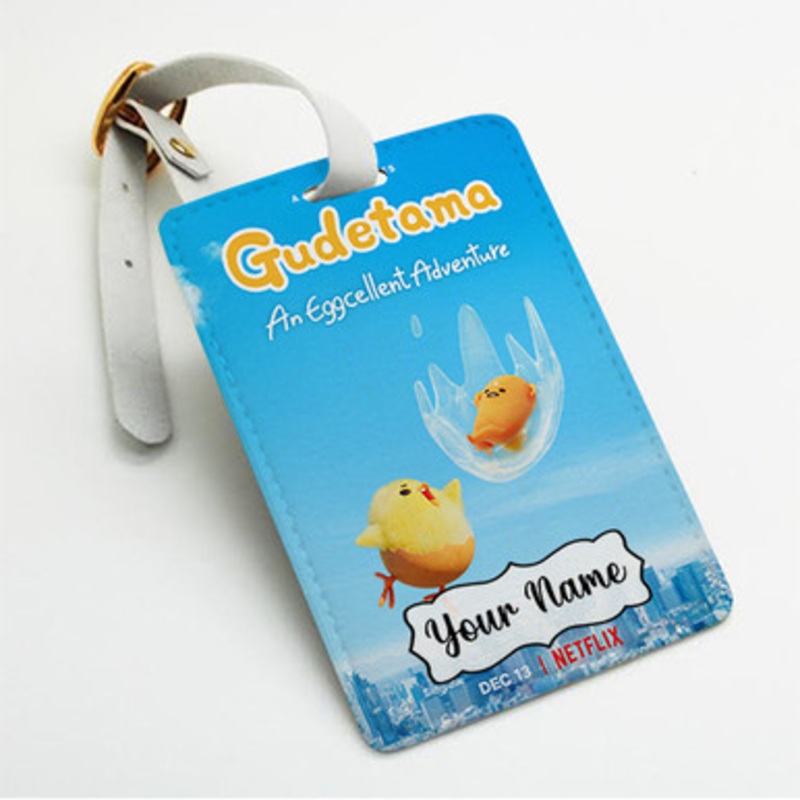 Pastele Gudetama An Eggcellent Adventure Custom Luggage Tags Personalized Name PU Leather Luggage Tag With Strap Awesome Baggage Hanging Suitcase Bag Tags Name ID Labels Travel Bag Accessories