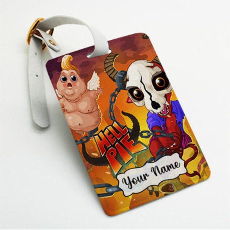 Pastele Hell Pie Custom Luggage Tags Personalized Name PU Leather Luggage Tag With Strap Awesome Baggage Hanging Suitcase Bag Tags Name ID Labels Travel Bag Accessories