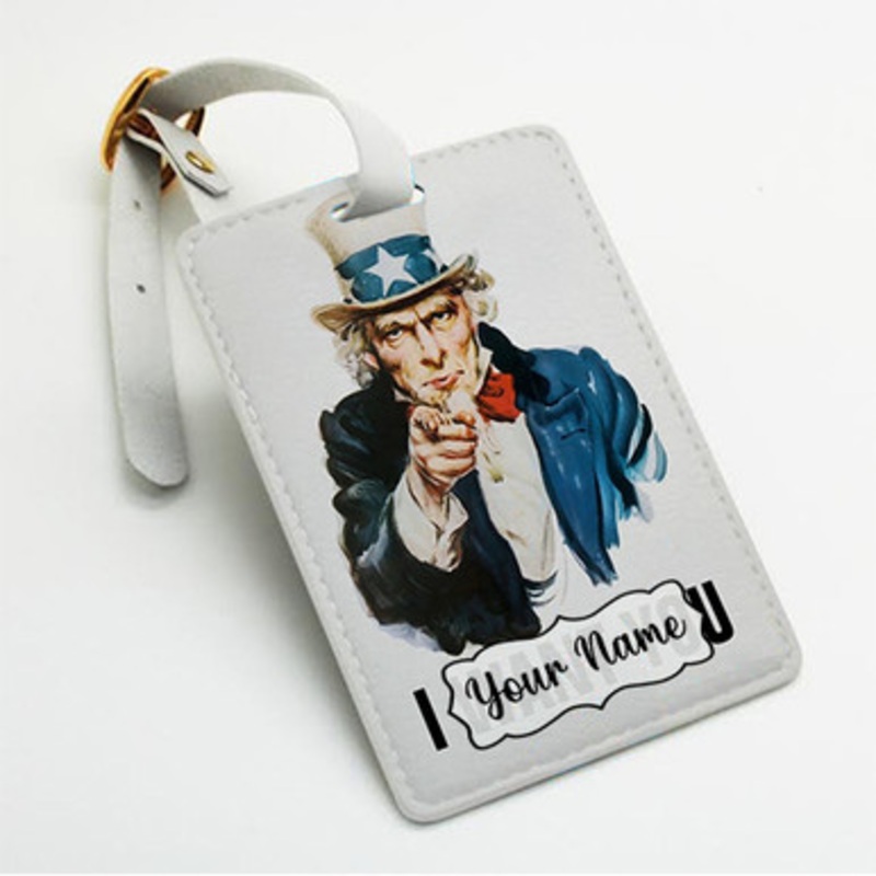 Pastele I Want You Poster Custom Luggage Tags Personalized Name PU Leather Luggage Tag With Strap Awesome Baggage Hanging Suitcase Bag Tags Name ID Labels Travel Bag Accessories