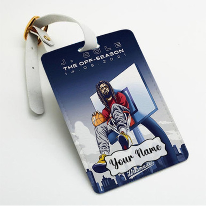 Pastele J Cole The Off Season 2 Custom Luggage Tags Personalized Name PU Leather Luggage Tag With Strap Awesome Baggage Hanging Suitcase Bag Tags Name ID Labels Travel Bag Accessories