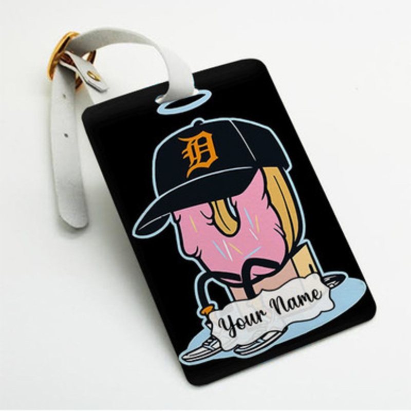 Pastele J Dilla Donuts Custom Luggage Tags Personalized Name PU Leather Luggage Tag With Strap Awesome Baggage Hanging Suitcase Bag Tags Name ID Labels Travel Bag Accessories