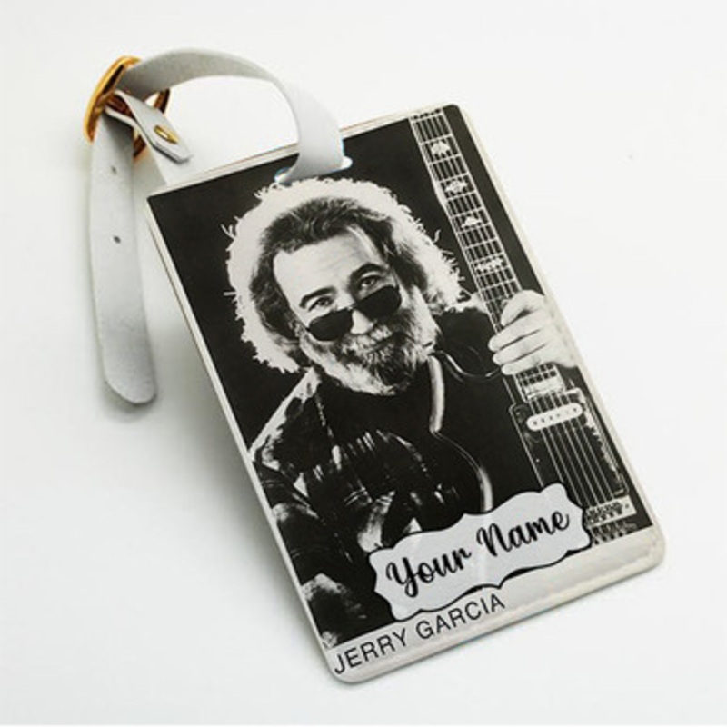 Pastele Jerry Garcia Grateful Dead Custom Luggage Tags Personalized Name PU Leather Luggage Tag With Strap Awesome Baggage Hanging Suitcase Bag Tags Name ID Labels Travel Bag Accessories
