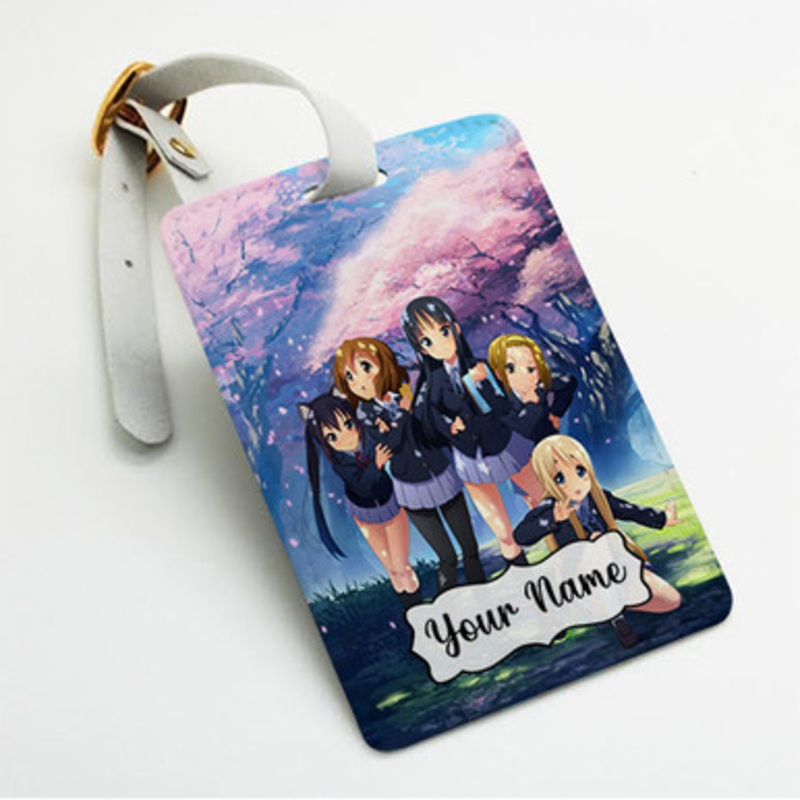 Pastele K On Anime Girls Custom Luggage Tags Personalized Name PU Leather Luggage Tag With Strap Awesome Baggage Hanging Suitcase Bag Tags Name ID Labels Travel Bag Accessories