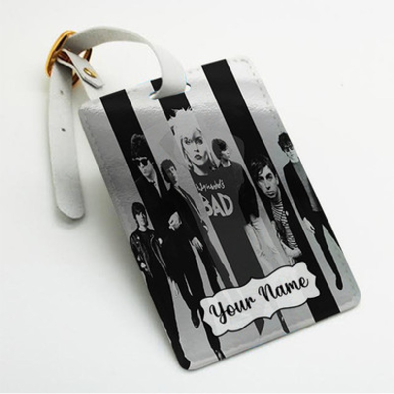 Pastele Blondie Against the Odds 1974 1982 Custom Luggage Tags Personalized Name PU Leather Luggage Tag With Strap Awesome Baggage Hanging Suitcase Bag Tags Name ID Labels Travel Bag Accessories