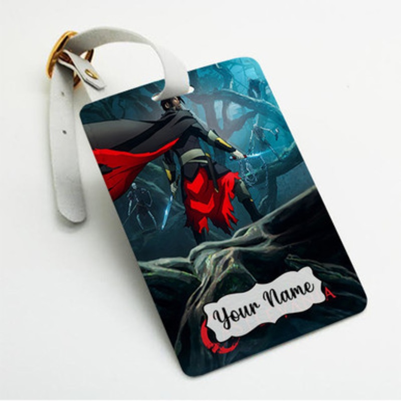 Pastele Castlevania Custom Luggage Tags Personalized Name PU Leather Luggage Tag With Strap Awesome Baggage Hanging Suitcase Bag Tags Name ID Labels Travel Bag Accessories