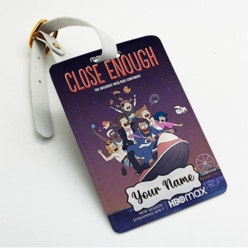 Pastele Close Enough Custom Luggage Tags Personalized Name PU Leather Luggage Tag With Strap Awesome Baggage Hanging Suitcase Bag Tags Name ID Labels Travel Bag Accessories