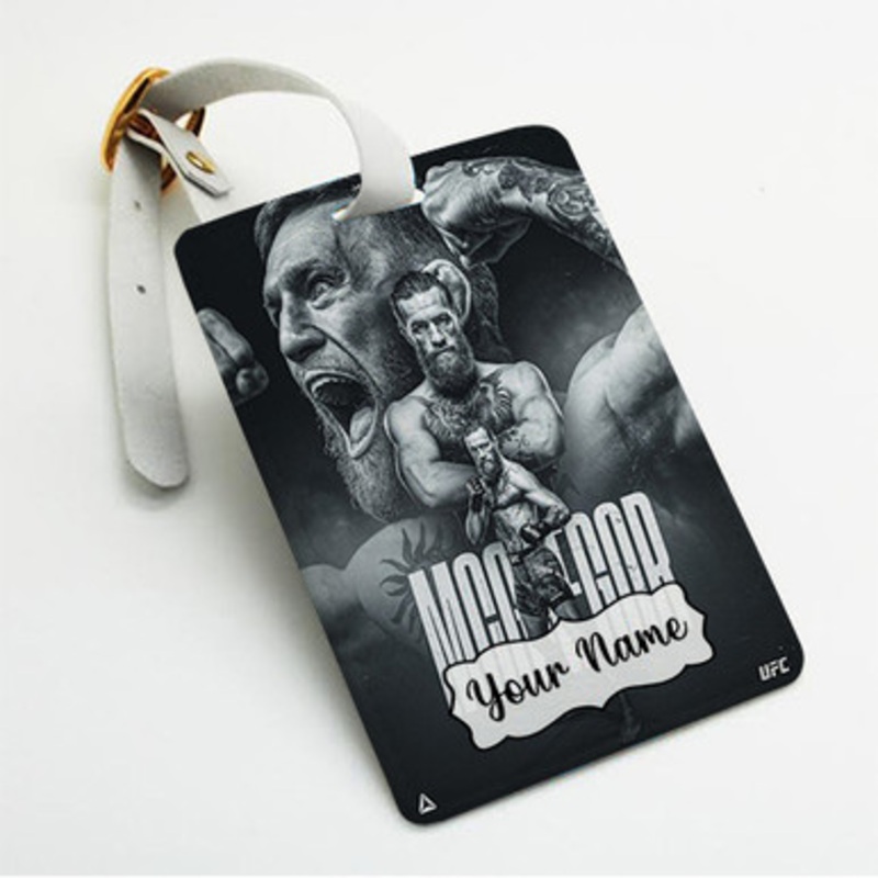 Pastele Conor Mc Gregor Custom Luggage Tags Personalized Name PU Leather Luggage Tag With Strap Awesome Baggage Hanging Suitcase Bag Tags Name ID Labels Travel Bag Accessories