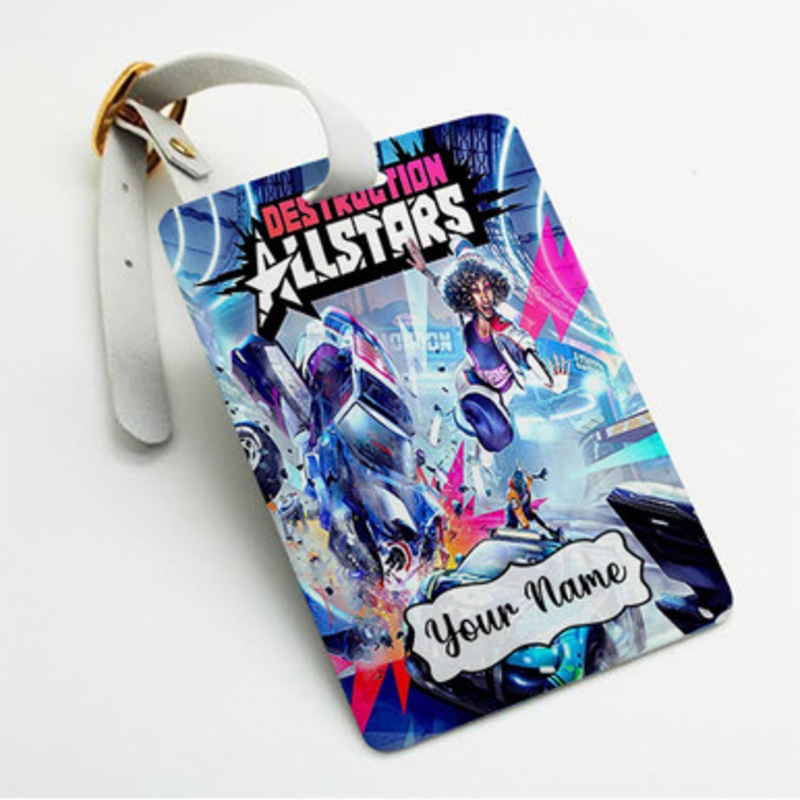 Pastele Destruction All Stars Custom Luggage Tags Personalized Name PU Leather Luggage Tag With Strap Awesome Baggage Hanging Suitcase Bag Tags Name ID Labels Travel Bag Accessories