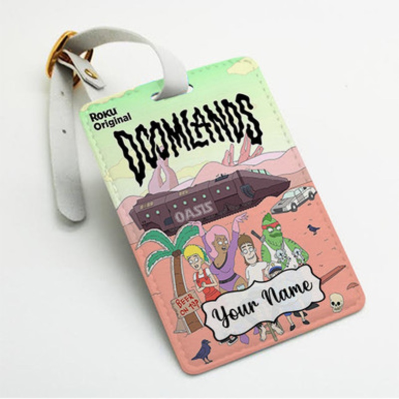 Pastele Doomlands Custom Luggage Tags Personalized Name PU Leather Luggage Tag With Strap Awesome Baggage Hanging Suitcase Bag Tags Name ID Labels Travel Bag Accessories