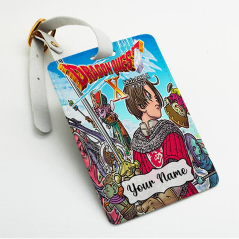 Pastele Dragon Quest X Offline Custom Luggage Tags Personalized Name PU Leather Luggage Tag With Strap Awesome Baggage Hanging Suitcase Bag Tags Name ID Labels Travel Bag Accessories