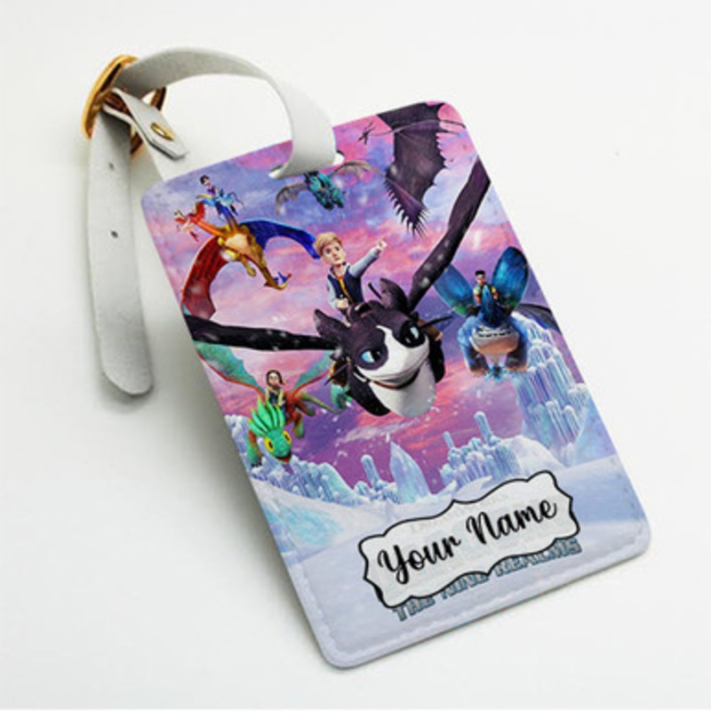 Pastele Dragons The Nine Realms Custom Luggage Tags Personalized Name PU Leather Luggage Tag With Strap Awesome Baggage Hanging Suitcase Bag Tags Name ID Labels Travel Bag Accessories