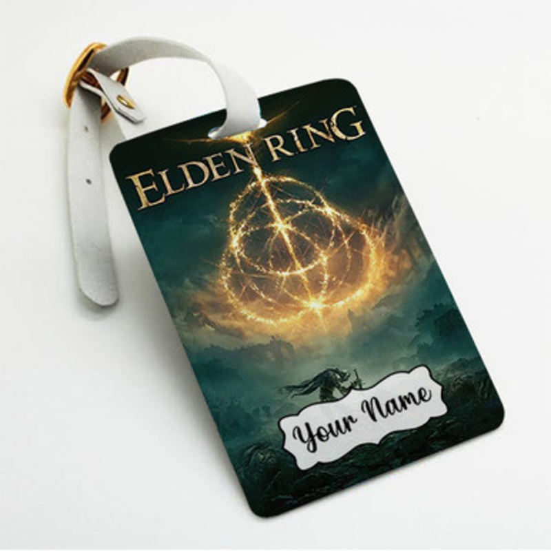 Pastele Elden Ring Battlefield of the Fallen Custom Luggage Tags Personalized Name PU Leather Luggage Tag With Strap Awesome Baggage Hanging Suitcase Bag Tags Name ID Labels Travel Bag Accessories