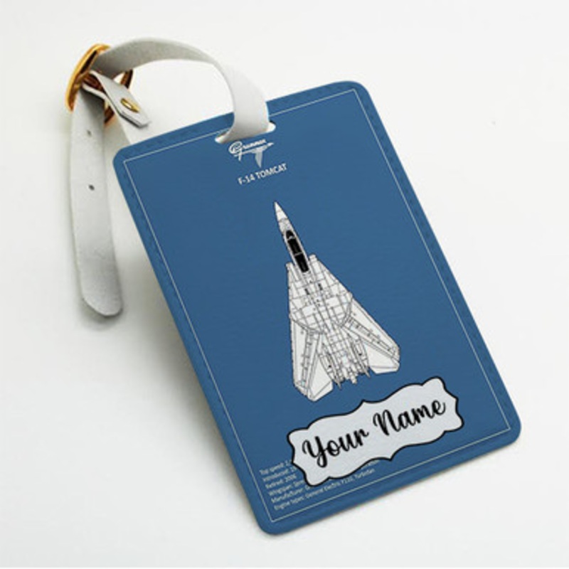 Pastele F 14 Tomcat Custom Luggage Tags Personalized Name PU Leather Luggage Tag With Strap Awesome Baggage Hanging Suitcase Bag Tags Name ID Labels Travel Bag Accessories