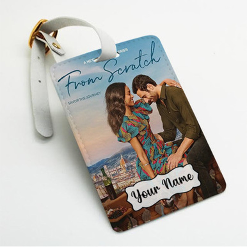 Pastele From Scratch Custom Luggage Tags Personalized Name PU Leather Luggage Tag With Strap Awesome Baggage Hanging Suitcase Bag Tags Name ID Labels Travel Bag Accessories