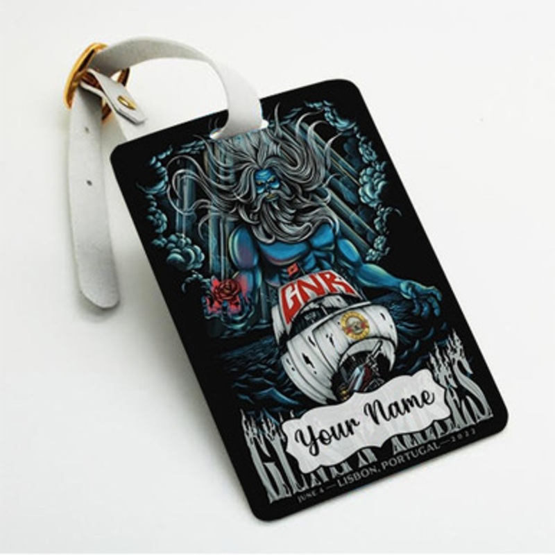 Pastele Guns N Roses Lisbon Portugal Custom Luggage Tags Personalized Name PU Leather Luggage Tag With Strap Awesome Baggage Hanging Suitcase Bag Tags Name ID Labels Travel Bag Accessories