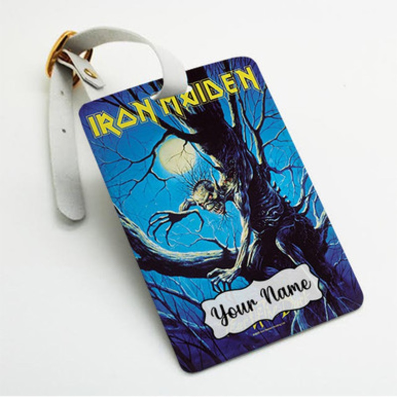 Pastele Iron Maiden Fear Of The Dark Custom Luggage Tags Personalized PU Leather Suitcase Bag Tags Accessories