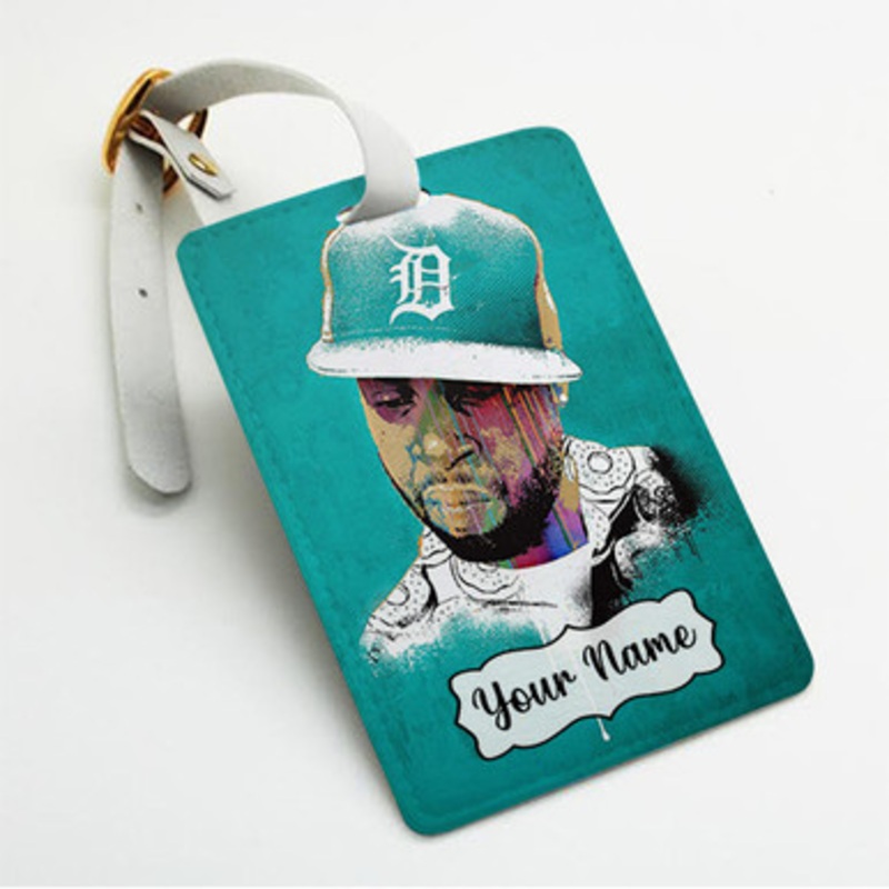 Pastele J Dilla Art Custom Luggage Tags Personalized Name PU Leather Luggage Tag With Strap Awesome Baggage Hanging Suitcase Bag Tags Name ID Labels Travel Bag Accessories