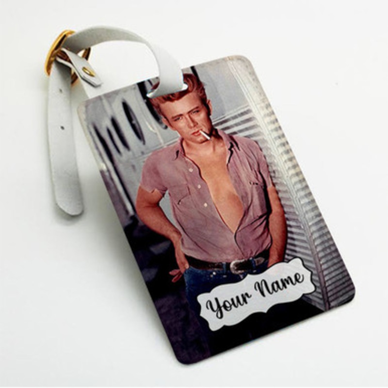 Pastele James Dean 1979 Custom Luggage Tags Personalized Name PU Leather Luggage Tag With Strap Awesome Baggage Hanging Suitcase Bag Tags Name ID Labels Travel Bag Accessories