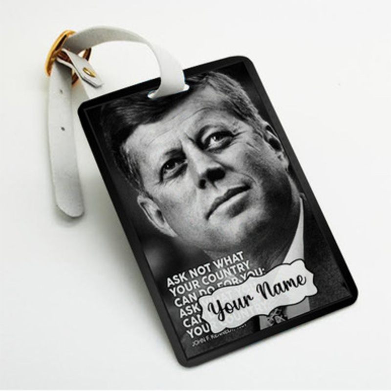 Pastele John F Kennedy Quotes jpeg Custom Luggage Tags Personalized Name PU Leather Luggage Tag With Strap Awesome Baggage Hanging Suitcase Bag Tags Name ID Labels Travel Bag Accessories