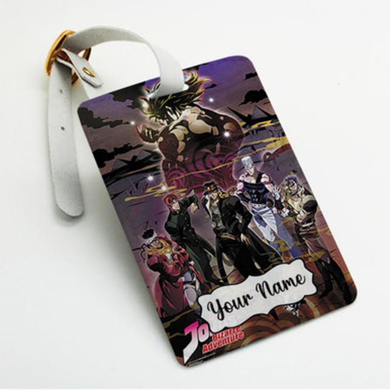 Pastele Jojo s Bizarre Adventure Animation Custom Luggage Tags Personalized Name PU Leather Luggage Tag With Strap Awesome Baggage Hanging Suitcase Bag Tags Name ID Labels Travel Bag Accessories