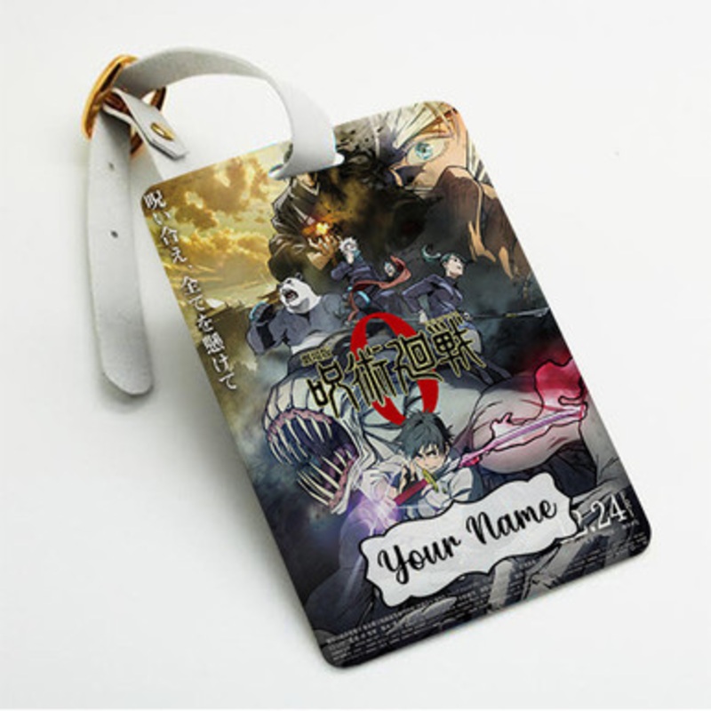 Pastele Jujutsu Kaisen 0 Movie Custom Luggage Tags Personalized Name PU Leather Luggage Tag With Strap Awesome Baggage Hanging Suitcase Bag Tags Name ID Labels Travel Bag Accessories