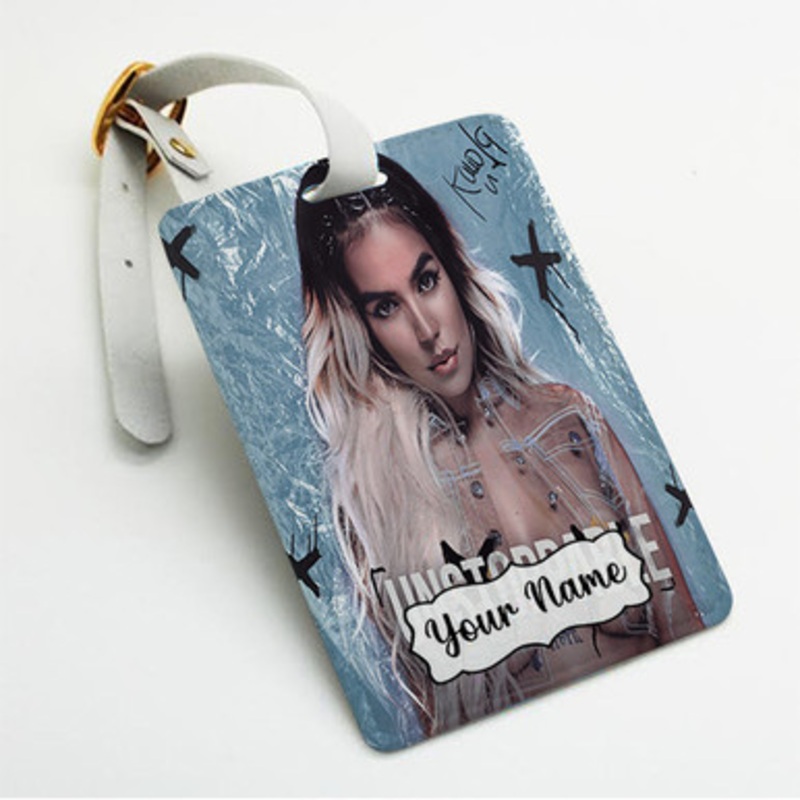 Pastele Karol G Unstoppable Custom Luggage Tags Personalized Name PU Leather Luggage Tag With Strap Awesome Baggage Hanging Suitcase Bag Tags Name ID Labels Travel Bag Accessories