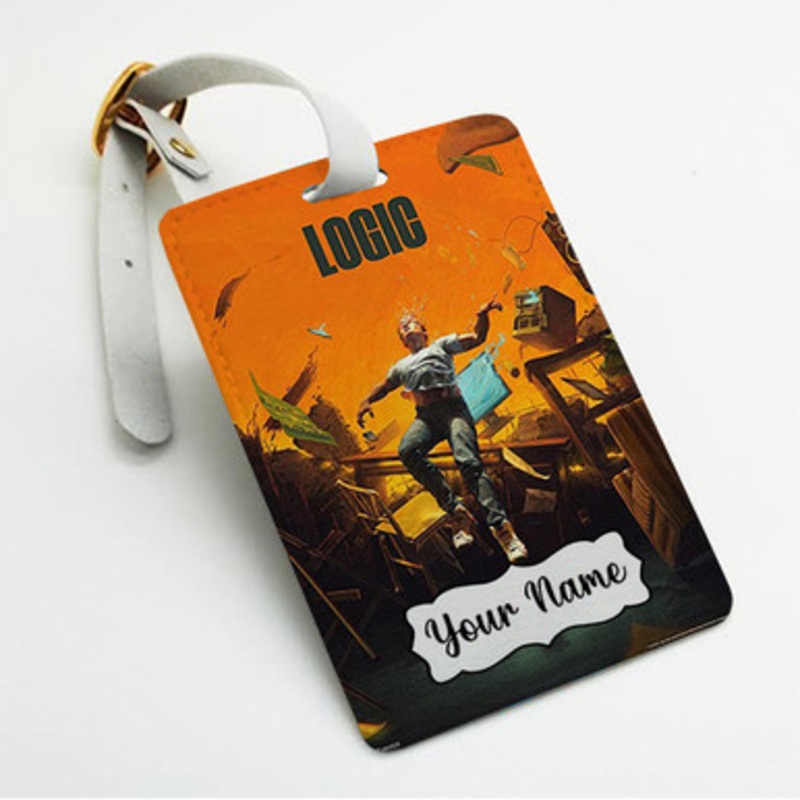 Pastele Logic Album Custom Luggage Tags Personalized Name PU Leather Luggage Tag With Strap Awesome Baggage Hanging Suitcase Bag Tags Name ID Labels Travel Bag Accessories