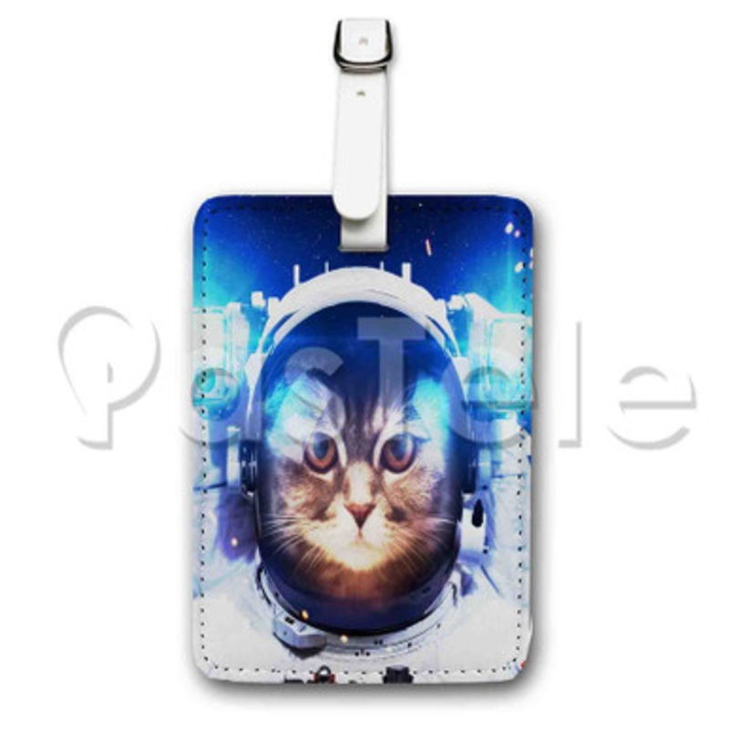 catstronaut Custom Luggage Tags PU Leather Travel Baggage Name ID Labels Tag