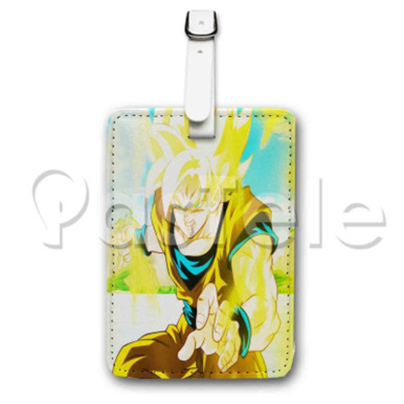 goku ssj 1 Custom Luggage Tags PU Leather Travel Baggage Name ID Labels Tag