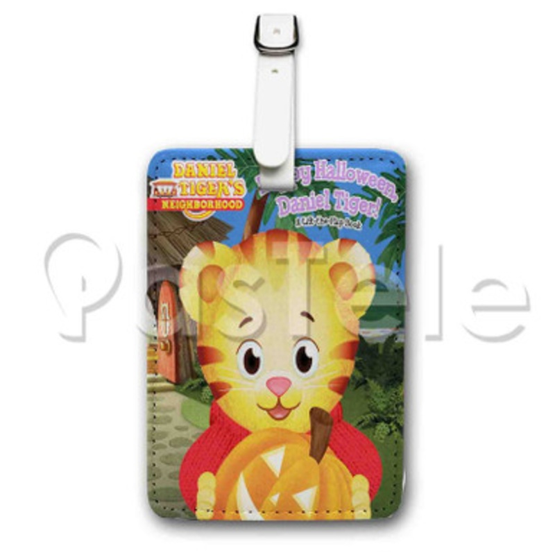 Happy Halloween Daniel Tiger Custom Luggage Tags PU Leather Travel Baggage Name ID Labels Tag