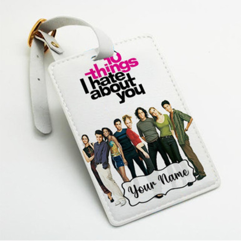 Pastele 10 Things I Hate About You Custom Luggage Tags Personalized Name PU Leather Luggage Tag With Strap Awesome Baggage Hanging Suitcase Bag Tags Name ID Labels Travel Bag Accessories