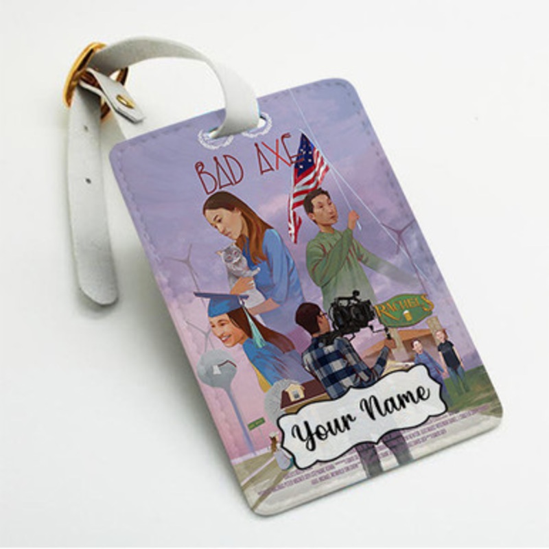 Pastele Bad Axe Custom Luggage Tags Personalized Name PU Leather Luggage Tag With Strap Awesome Baggage Hanging Suitcase Bag Tags Name ID Labels Travel Bag Accessories