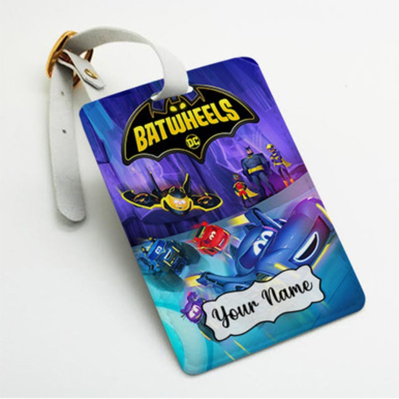 Pastele Batwheels Custom Luggage Tags Personalized Name PU Leather Luggage Tag With Strap Awesome Baggage Hanging Suitcase Bag Tags Name ID Labels Travel Bag Accessories