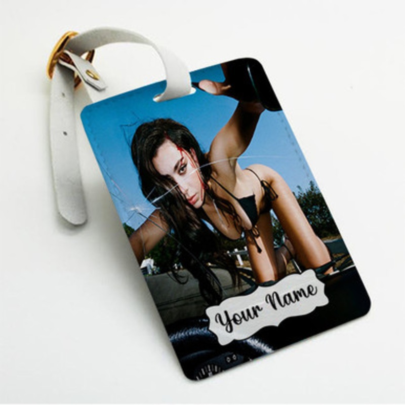 Pastele Charli XCX Crash Custom Luggage Tags Personalized Name PU Leather Luggage Tag With Strap Awesome Baggage Hanging Suitcase Bag Tags Name ID Labels Travel Bag Accessories