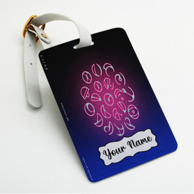 Pastele Coldplay and BTS My Universe Custom Luggage Tags Personalized Name PU Leather Luggage Tag With Strap Awesome Baggage Hanging Suitcase Bag Tags Name ID Labels Travel Bag Accessories