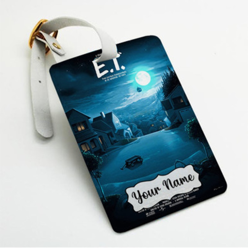 Pastele ET The Extra Terrestrial Custom Luggage Tags Personalized Name PU Leather Luggage Tag With Strap Awesome Baggage Hanging Suitcase Bag Tags Name ID Labels Travel Bag Accessories