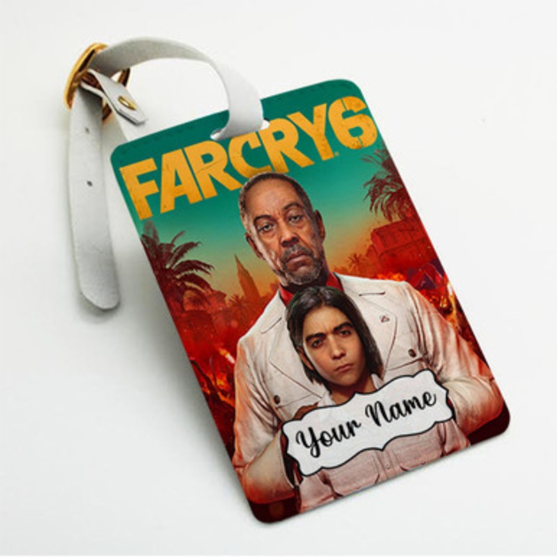 Pastele Far Cry 6 Custom Luggage Tags Personalized Name PU Leather Luggage Tag With Strap Awesome Baggage Hanging Suitcase Bag Tags Name ID Labels Travel Bag Accessories