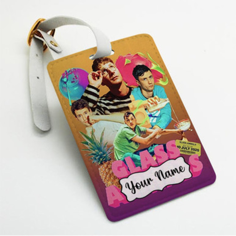 Pastele Glass Animals Custom Luggage Tags Personalized Name PU Leather Luggage Tag With Strap Awesome Baggage Hanging Suitcase Bag Tags Name ID Labels Travel Bag Accessories