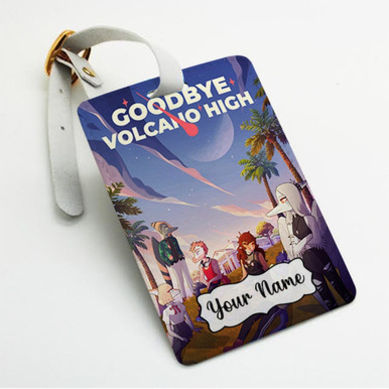 Pastele Goodbye Volcano High Custom Luggage Tags Personalized Name PU Leather Luggage Tag With Strap Awesome Baggage Hanging Suitcase Bag Tags Name ID Labels Travel Bag Accessories