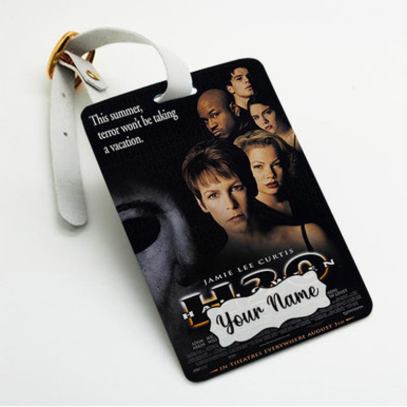 Pastele Halloween H20 Poster Custom Luggage Tags Personalized Name PU Leather Luggage Tag With Strap Awesome Baggage Hanging Suitcase Bag Tags Name ID Labels Travel Bag Accessories