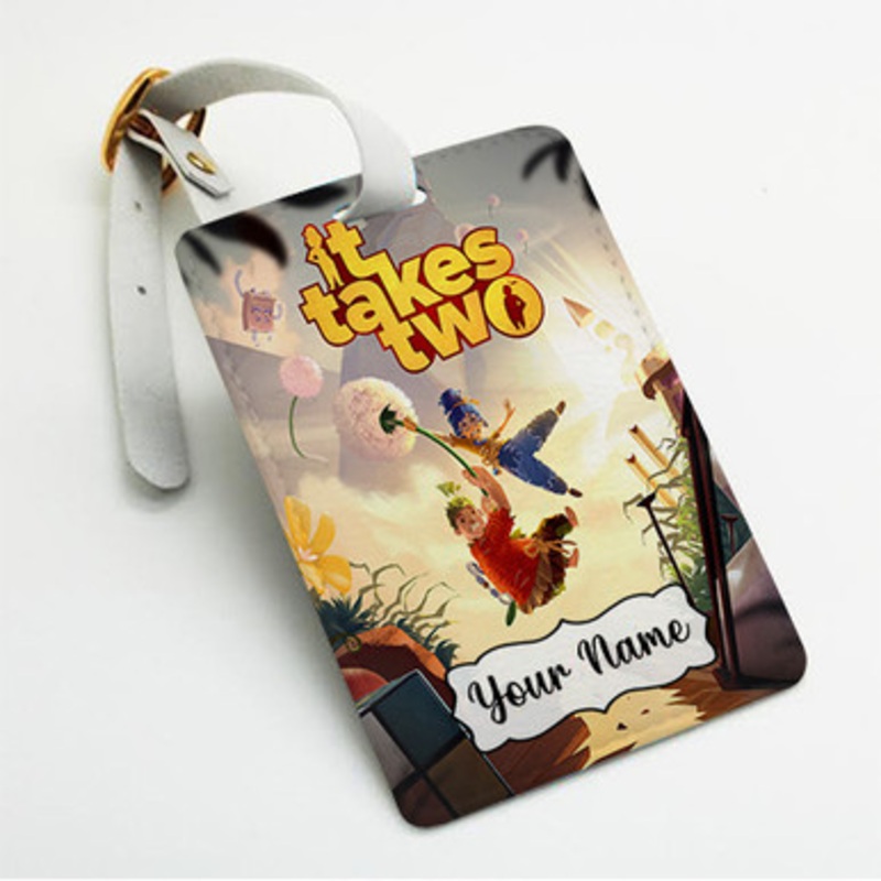 Pastele It Takes Two Custom Luggage Tags Personalized Name PU Leather Luggage Tag With Strap Awesome Baggage Hanging Suitcase Bag Tags Name ID Labels Travel Bag Accessories