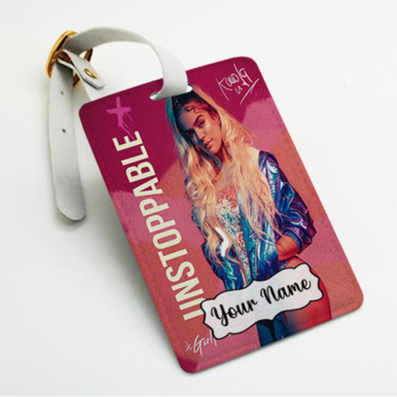 Pastele Karol G Custom Luggage Tags Personalized Name PU Leather Luggage Tag With Strap Awesome Baggage Hanging Suitcase Bag Tags Name ID Labels Travel Bag Accessories