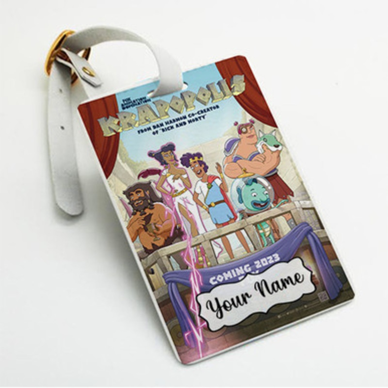 Pastele Krapopolis Custom Luggage Tags Personalized Name PU Leather Luggage Tag With Strap Awesome Baggage Hanging Suitcase Bag Tags Name ID Labels Travel Bag Accessories